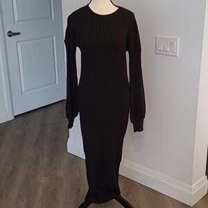 Cotton On Size S Black Maternity Friendly Ribbed Sweater Midi Dress